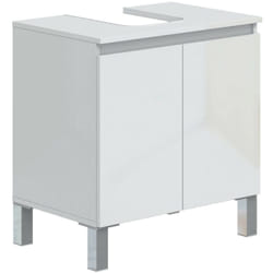 Dmora - Mobile sottolavabo Jerome, Mobiletto da bagno, Contenitore porta lavabo, Armadio per lavandino, 60x40 h64 cm, Bianco lucido