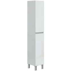 Dmora - Mobile colonna Noru, Pensile bagno o cucina, Armadio alto multifunzione, Mobiletto multiuso, 30x35 h182 cm, Bianco lucido