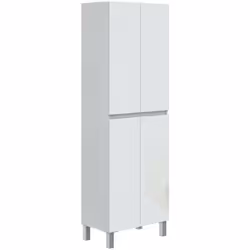 MOBILE COLONNA - Pensile bagno o cucina, Armadio alto multifunzione, Mobiletto multiuso, 60x35 h182 cm, Bianco lucido. STRUTT ...
