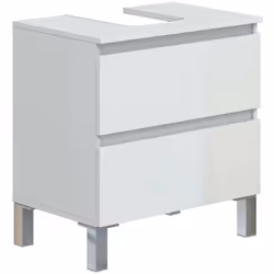 MOBILE SOTTOLAVABO - Mobiletto da bagno, Contenitore porta lavabo, Armadio per lavandino, 60x40 h64 cm, Bianco lucido. STRUTT ...