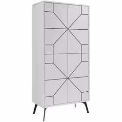 ARMADIO MULTIUSO GRANDE - Mobile multifunzionale, Mobiletto scarpiera, Guardaroba porta scarpe, 63x36 h136 cm, Bianco. STRUTT ...