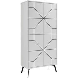 Armadio multiuso grande Bussola, Mobile multifunzionale, Mobiletto scarpiera, Guardaroba porta scarpe, 63x36 h136 cm, Bianco - Dmora