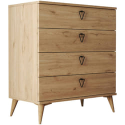 Cassettiera Paula, Settimino multiuso, Comò camera da letto, Mobile con cassetti, 80x45 h91 cm, Quercia - Dmora
