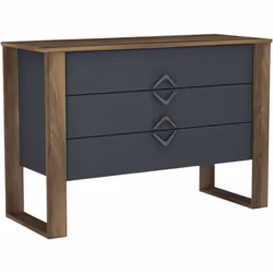 CASSETTIERA - Settimino multiuso, Comò camera da letto, Mobile con cassetti, 110x45 h76 cm, Noce e Antracite. STRUTTURA E UTI ...