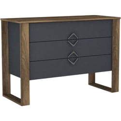 Cassettiera Jova, Settimino multiuso, Comò camera da letto, Mobile con cassetti, 110x45 h76 cm, Noce e Antracite - Dmora