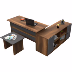 SET DA UFFICIO - Composizione da studio, Kit ufficio, Set scrivania e cassettiera, Noce e Antracite. STRUTTURA E UTILIZZO -Se ...