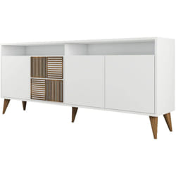 Credenza Benjamin, Buffet da soggiorno, Madia da salotto, Dispensa da cucina, 180x35 h79 cm, Bianco - Dmora