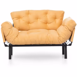 DIVANO LETTO 2 POSTI - Sofà trasformabile, Divanetto per ospiti, Poltrona letto contenitore, 155x70 h85 cm, Giallo. STRUTTURA ...