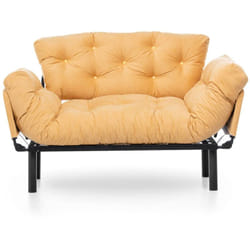 Divano letto 2 posti Guchol, Sofà trasformabile, Divanetto per ospiti, Poltrona letto contenitore, 155x70 h85 cm, Giallo - Dmora