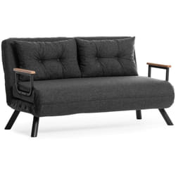 Divano letto 2 posti Calvin, Sofà trasformabile, Divanetto per ospiti, Poltrona letto contenitore, 133x78 h78 cm, Grigio Cenere - Dmora