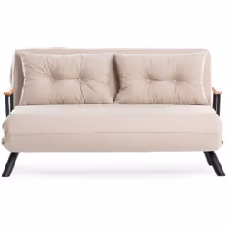 DIVANO LETTO 2 POSTI - Sofà trasformabile, Divanetto per ospiti, Poltrona letto contenitore, 133x78 h78 cm, Beige. STRUTTURA ...
