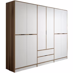 GUARDAROBA GRANDE - Mobile camera da letto, Cabina armadio portabiti, Armadio appendiabiti, 277x52 h208 cm, Bianco e Oro. STR ...
