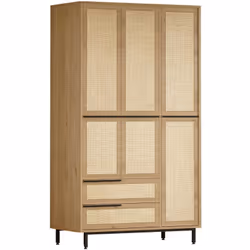 GUARDAROBA GRANDE - Mobile camera da letto, Cabina armadio portabiti, Armadio appendiabiti, 112x55 h196 cm, Noce e Quercia. S ...