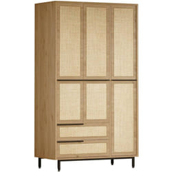 Guardaroba grande Nangka, Mobile camera da letto, Cabina armadio portabiti, Armadio appendiabiti, 112x55 h196 cm, Noce e Quercia - Dmora