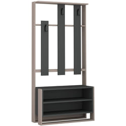 Dmora - Mobile da ingresso Toraji, Entratina appendiabiti, Composizione per atrio, Consolle portaoggetti multifunzione, 90x36 h180 cm, Beige e