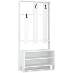 Dmora - Mobile da ingresso Toraji, Entratina appendiabiti, Composizione per atrio, Consolle portaoggetti multifunzione, 90x36 h180 cm, Bianco
