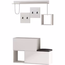 MOBILE DA INGRESSO - Entratina appendiabiti, Composizione per atrio, Consolle portaoggetti multifunzione, 120x17 h76 cm, Bian ...