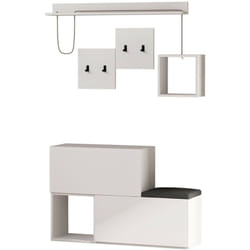 Dmora - Mobile da ingresso Lariana, Entratina appendiabiti, Composizione per atrio, Consolle portaoggetti multifunzione, 120x17 h76 cm, Bianco