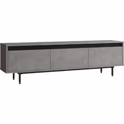 MOBILE PORTA TV - Credenza da soggiorno, Armadio basso per TV, Base parete attrezzata, 160x36 h45 cm, Argento e Nero. STRUTTU ...
