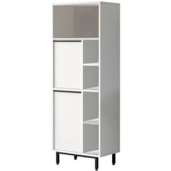 Dmora - Mobile colonna Merbok, Pensile bagno o cucina, Armadio alto multifunzione, Mobiletto multiuso, 160x36 h45 cm, Bianco