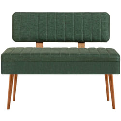 Panca Barthelemy, Panchina multiuso, Seduta per ospiti, Cassapanca multifunzione, 90x39 h40 cm, Quercia e Verde - Dmora