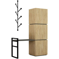 Scarpiera Akoni, Mobile portascarpe, Armadio da ingresso multiuso, Mobiletto per calzature, 109x39 h149 cm, Quercia e Antracite - Dmora
