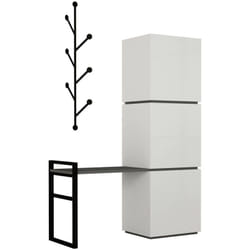 Scarpiera Akoni, Mobile portascarpe, Armadio da ingresso multiuso, Mobiletto per calzature, 109x39 h149 cm, Bianco e Antracite - Dmora