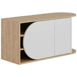 Scarpiera Kyle, Mobile portascarpe, Armadio da ingresso multiuso, Mobiletto per calzature, 104x37 h50 cm, Quercia e Bianco - Dmora