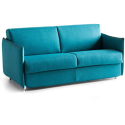 Divano letto 2 posti Verceia, Sofà trasformabile per salotto, imbottito, sfoderabile, Qualità 100% Made in Italy, 160x95 h90 cm, Azzurro - Dmora