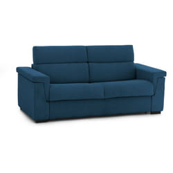 Divano letto 2 posti Biscossi, Sofà trasformabile per salotto, imbottito, sfoderabile, Qualità 100% Made in Italy, 205x95 h100 cm, Blu - Dmora