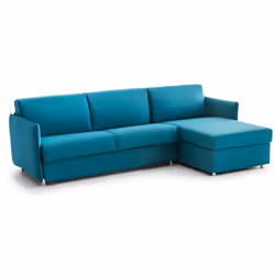 DIVANO LETTO CON PENISOLA - Sofà angolare trasformabile per salotto, con materasso incluso, con tessuto sfoderabile, rialzato ...