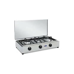Cf Parker - fornello gas gpl/metano tre 3 fuochi con valvola di sicurezza griglia piattina piano estraibile parker acciaio Metano