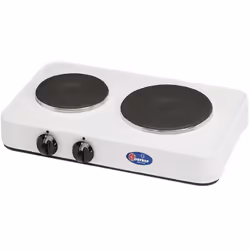 Fornello a 2 piastre elettriche, potenza 1000 e 1500 Watt, ø piastre 145 e 180 mm. Dimensioni: cm 48 x 29 x 9 - Peso: kg. 4,9
