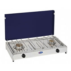 Cf Parker - Fornello a gas gpl / metano a 2 fuochi Pianale in acciaio inox cfparker mod. 5522GB Colore: Grigio Blu Gpl