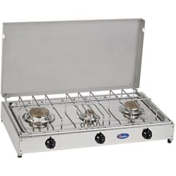 Parker - Fornello a gas gpl / metano a 3 fuochi Pianale in acciaio inox cf mod. 5523G. Colore: Grigio Metano