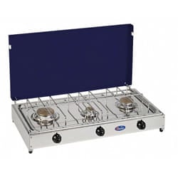 Cf Parker - Fornello a gas gpl / metano a 3 fuochi Pianale in acciaio inox cfparker mod. 5523GB Colore: Grigio - Blu Metano