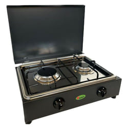 Cf Parker - fornello a gas gpl / metano 2 fuochi grigio con piano estraibile in acciaio inox mod. 200GSP Gpl