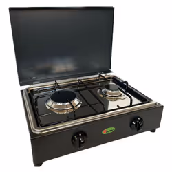 Fornello a gas a 2 fuochi per uso domestico mod. 200 GSPGP Fornello a gas GPL a 2 fuochi verniciato grigio grafite, con piano ...