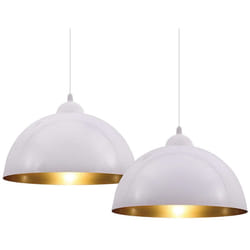 Grundig - Set 2 Lampadari Sospensione Moderno Design Industriale Lampada Metallo Bianc Oro