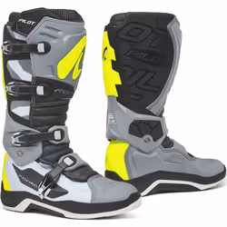 Forma Pilot Motocross Stivali, grigio-giallo, dimensione 46 per uomo