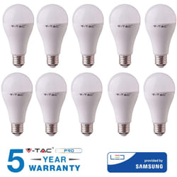 10 lampadine led 11W E27 V-tac lampadina samsung luce calda 100LM/W A60 3000K