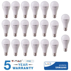 20 lampadine led 11W E27 V-tac lampadina samsung luce naturale 100LM/W A60 4000K