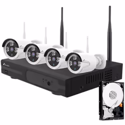 KIT VIDEOSORVEGLIANZA WIRELESS FULL HD IP 4 TELECAMERE 2 MPX 320 GB WIFI DA REMOTO SENZA FILI Kit di Videovigilanza Nivian Co ...