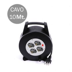 V-tac - Avvolgicavo Elettrico prolunga con 4 prese scuko metri 10 m