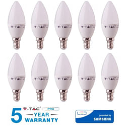 Lampadina Led E14 Candela 7w 45w Vt-268 Fredda 6400k Samsung 10 Pezzi