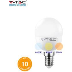 10 lampadine led V-tac E14 a miniglobo 4.5 watt lampadina luce fredda