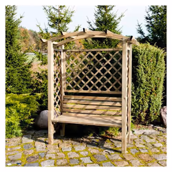 Hai mai sognato di avere un angolo romantico nel tuo giardino? Immagina una pergola ad arco, con una panca rustica in legno d ...