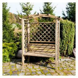 Maco - pergola ad arco con panca da giardino in legno di pino impregnato in autoclavex190h