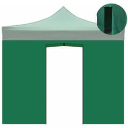 Telo laterale 3x2m verde impermeabile con porta avvolgibile per gazebo richiudibile 3x3mt