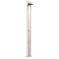 Doccia Solare da Esterno Giardino 30L Miscelatore e Lavapiedi Arkema Spring S Fascia Inox Bianco Cr